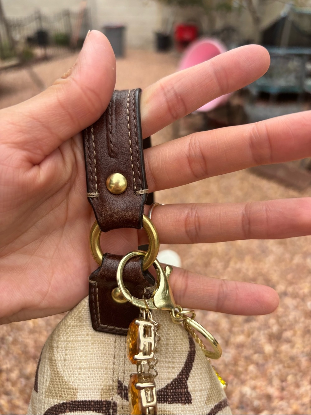 Beige and Brown Coach Mini  Shoulder Bag - Picture 6 of 8